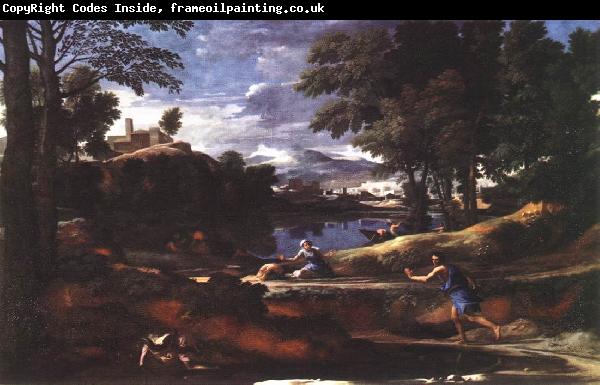 POUSSIN, Nicolas Landscape with a Man Killed by a Snake af